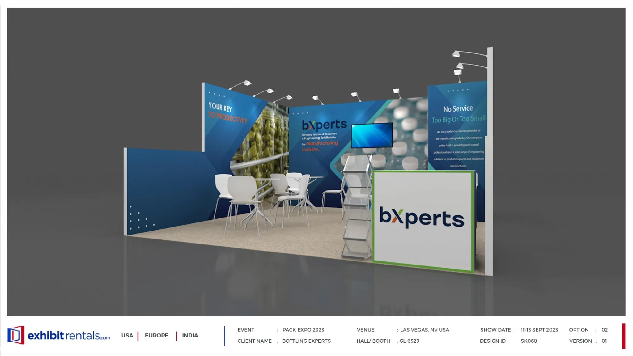 15x15 Inline booth design by Exhibit-Rentals